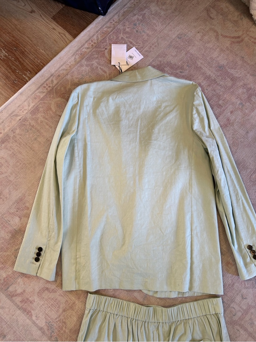 Theory Light Mint Good Wool Blazer & Tailored Shorts Set - Picture 7 of 9